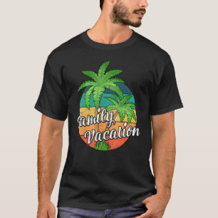 Palm Tree Beach Sunset Vintag Retro Family Vacati T-Shirt