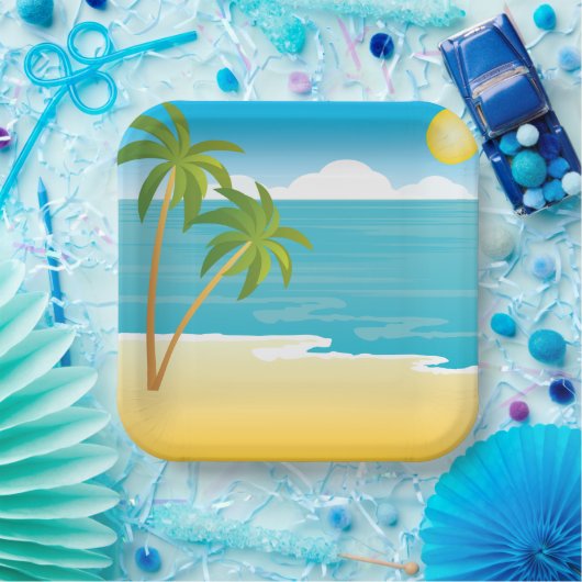 Palm Tree Beach Szene Pappteller (Party)
