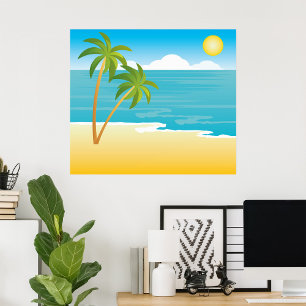 Palm Tree Beach Szene Poster