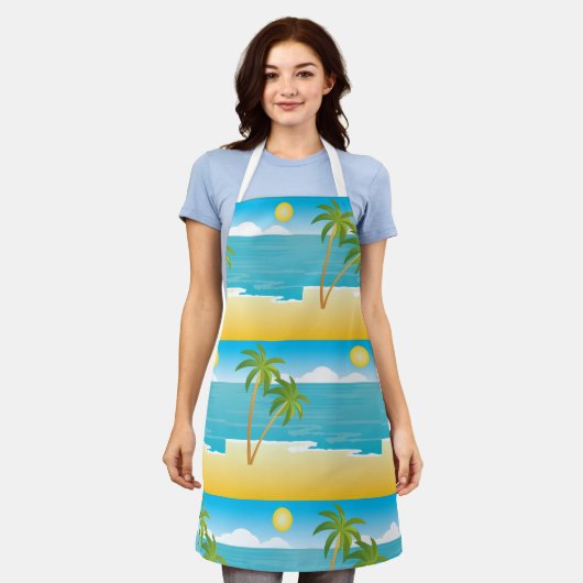 Palm Tree Beach Szene Schürze (Getragen)
