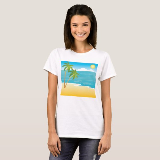 Palm Tree Beach Szene T-Shirt (Vorne ganz)