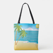 Palm Tree Beach Szene Tasche (Rückseite)
