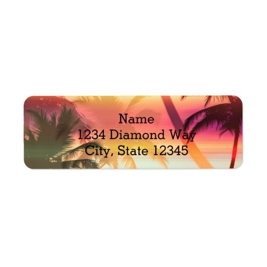 Palm Tree Beach Tropical Heat Summer Address Label (Vorne)