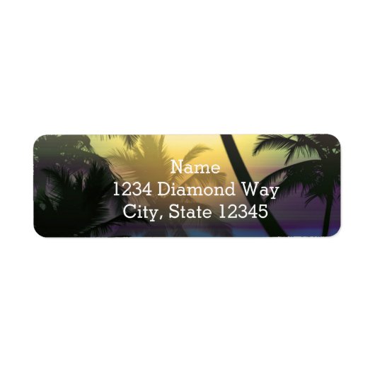 Palm Tree Beach Tropical Heat Summer Address Label (Vorne)