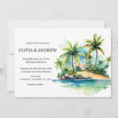 Palm Tree Beach Tropical Island Wedding Einladung (Vorderseite)