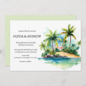 Palm Tree Beach Tropical Island Wedding Einladung (Vorne/Hinten)