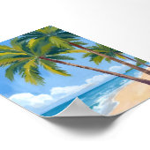 Palm Tree Beach | Tropical Watercolor Blue Sky Poster (Ecke)
