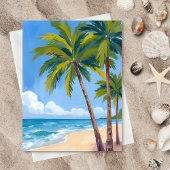 Palm Tree Beach | Tropical Watercolor Blue Sky Postkarte