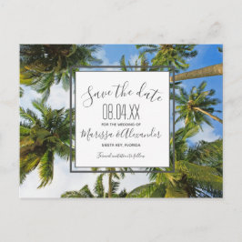 Palm Tree Beach Tropical Wedding rettet die Termin Ankündigungspostkarte