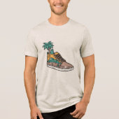 Palm Tree & Beach Wave Shoe Illustration Tri-Blend Shirt (Vorderseite)