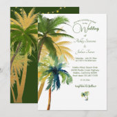 Palm Tree Beach Wedding Einladung (Vorne/Hinten)