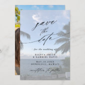 Palm Tree Beach Wedding Foto Save The Date (Vorne/Hinten)