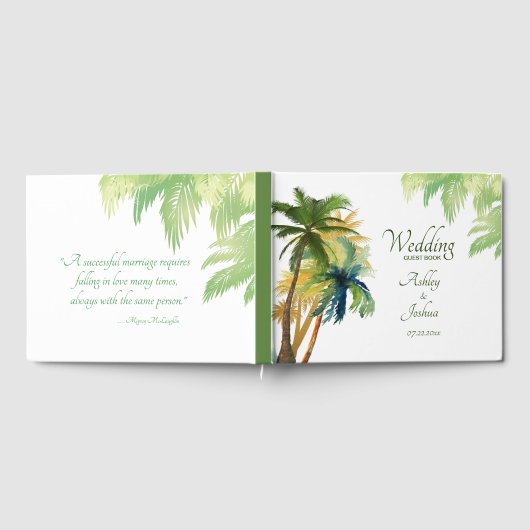 Palm Tree Beach Wedding Gästebuch (Voll)