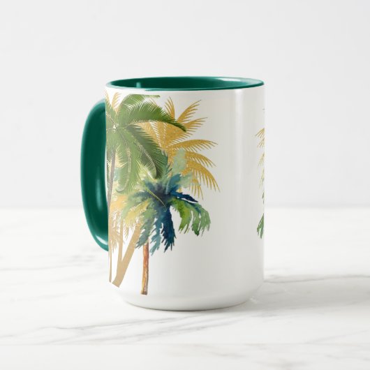 Palm Tree Beach Wedding Gefallen Tasse (Vorderseite Links)
