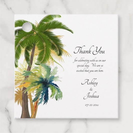 Palm Tree Beach Wedding Geschenkanhänger (Vorderseite)