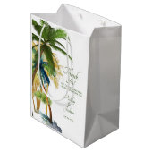 Palm Tree Beach Wedding Medium Geschenktasche Mittlere Geschenktüte (Rückseite Schrägansicht)