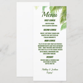Palm Tree Beach Wedding Menu Menükarte