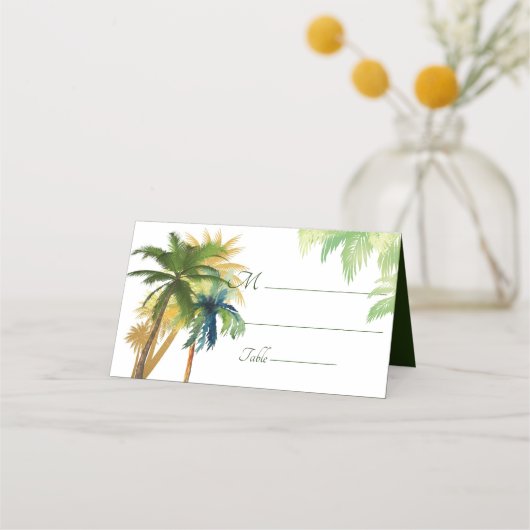 Palm Tree Beach Wedding Platzkarte (Vorderseite)