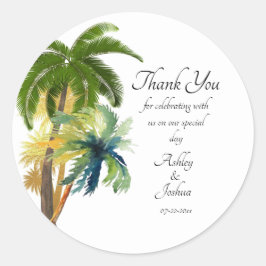 Palm Tree Beach Wedding Runder Aufkleber