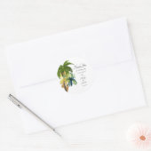 Palm Tree Beach Wedding Runder Aufkleber (Umschlag)