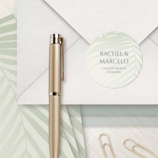 Palm Tree Beach Wedding Runder Aufkleber
