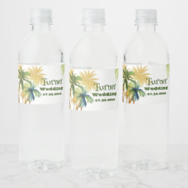 Palm Tree Beach Wedding Wasserflaschenetikett