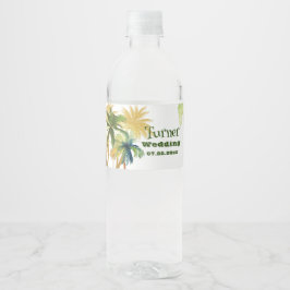 Palm Tree Beach Wedding Wasserflaschenetikett