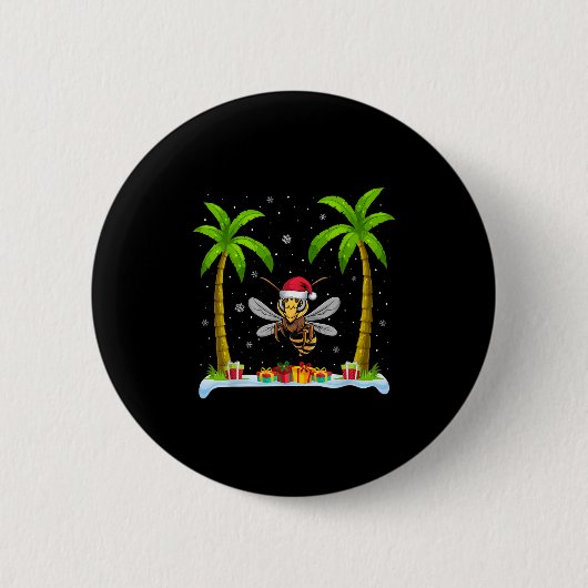 Palm Tree Beach Xmas, Riesenhornet Weihnachtsmannm Button (Vorderseite)