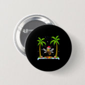 Palm Tree Beach Xmas, Riesenhornet Weihnachtsmannm Button (Vorne & Hinten)