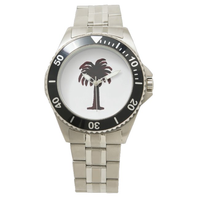 Palm Tree - Black & Burgandy Armbanduhr (Vorderseite)