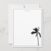 Palm Tree Black & White Minimalistisch Monogram Mitteilungskarte (Vorderseite)