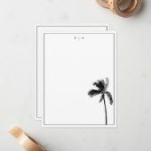Palm Tree Black & White Minimalistisch Monogram Mitteilungskarte (Vorderseite/Rückseite Beispiel)