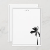 Palm Tree Black & White Minimalistisch Monogram Mitteilungskarte (Vorne/Hinten)