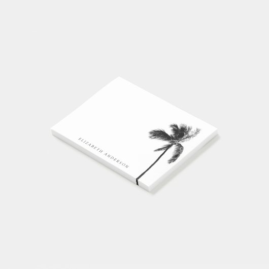 Palm Tree Black & White Personalisiert Minimalisti Post-it Klebezettel (angewinkelt)