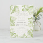 Palm Tree Blätter Aloha Baby Dusche Einladung (Stehend Vorderseite)