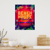Palm Tree Blätter Beach House Party Club Event Ad Poster (Küche)