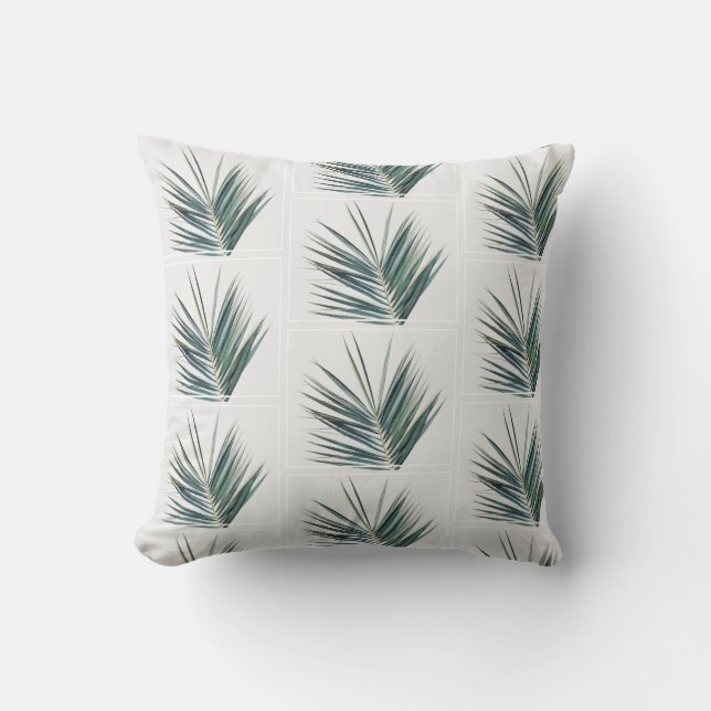 Palm Tree Blätter Brunch Lila Cushion Kissen (Vorderseite)