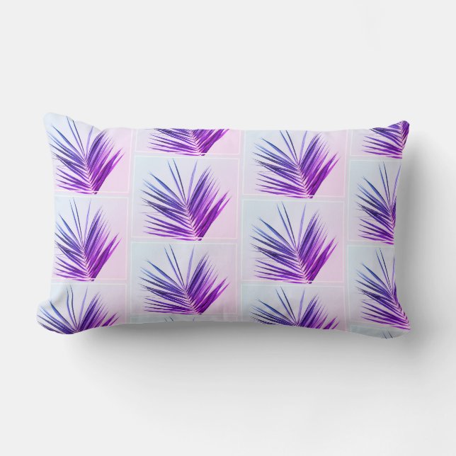 Palm Tree Blätter Brunch Lila Cushion Lendenkissen (Vorderseite)