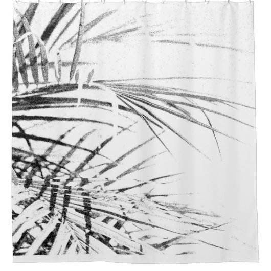 Palm Tree Blätter Minimalismus Sketch Duschvorhang (Vorderseite)