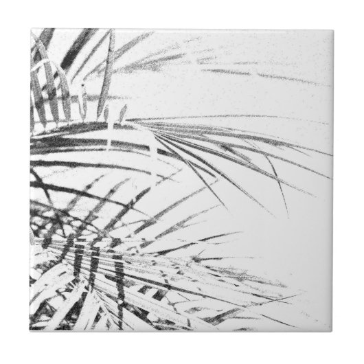 Palm Tree Blätter Minimalismus Sketch Fliese (Vorderseite)
