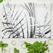 Palm Tree Blätter Minimalismus Sketch Geschirrtuch (Gefaltet)