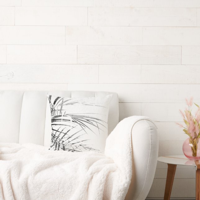 Palm Tree Blätter Minimalismus Sketch Kissen (Liege)