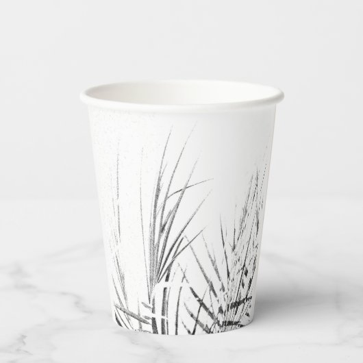 Palm Tree Blätter Minimalismus Sketch Pappbecher (Rückseite)