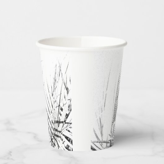 Palm Tree Blätter Minimalismus Sketch Pappbecher (Links)