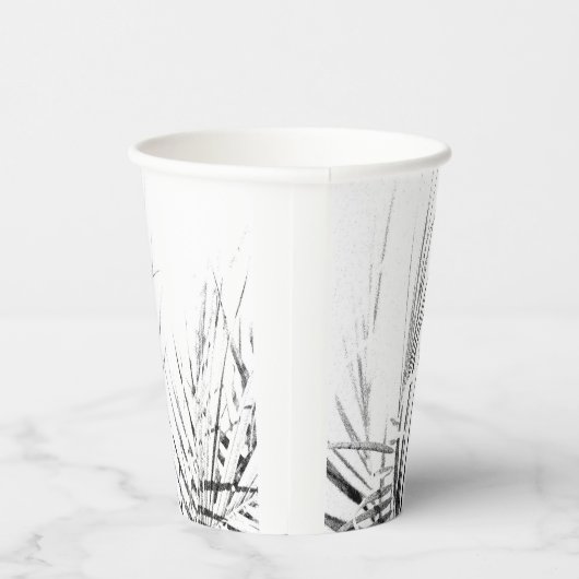 Palm Tree Blätter Minimalismus Sketch Pappbecher (Rechts)