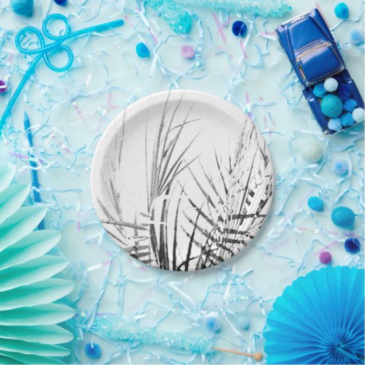 Palm Tree Blätter Minimalismus Sketch Pappteller (Party)