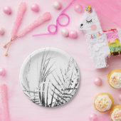 Palm Tree Blätter Minimalismus Sketch Pappteller (Party)