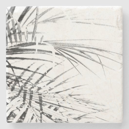 Palm Tree Blätter Minimalismus Sketch Steinuntersetzer (Vorderseite)