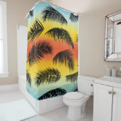 Palm Tree Blätter: nahtloses Muster. Duschvorhang (Beispiel)