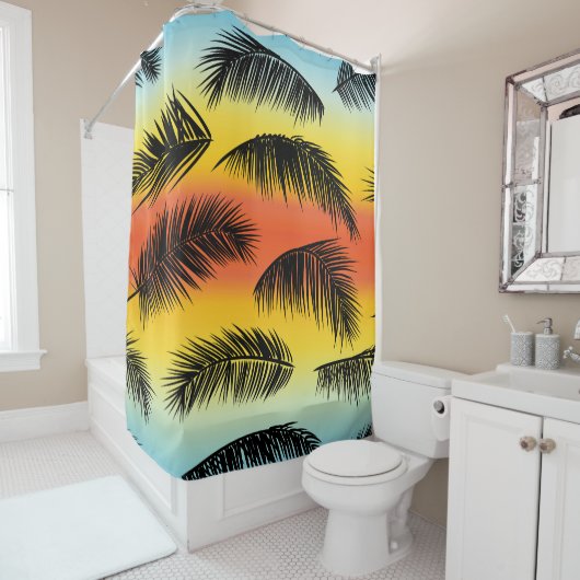 Palm Tree Blätter: nahtloses Muster. Duschvorhang (Beispiel)